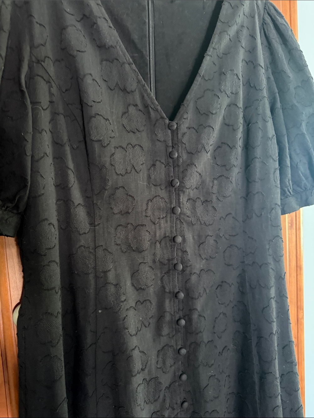 Madewell Black Midi Button-Front Jacquard Dress - Picture 2 of 5